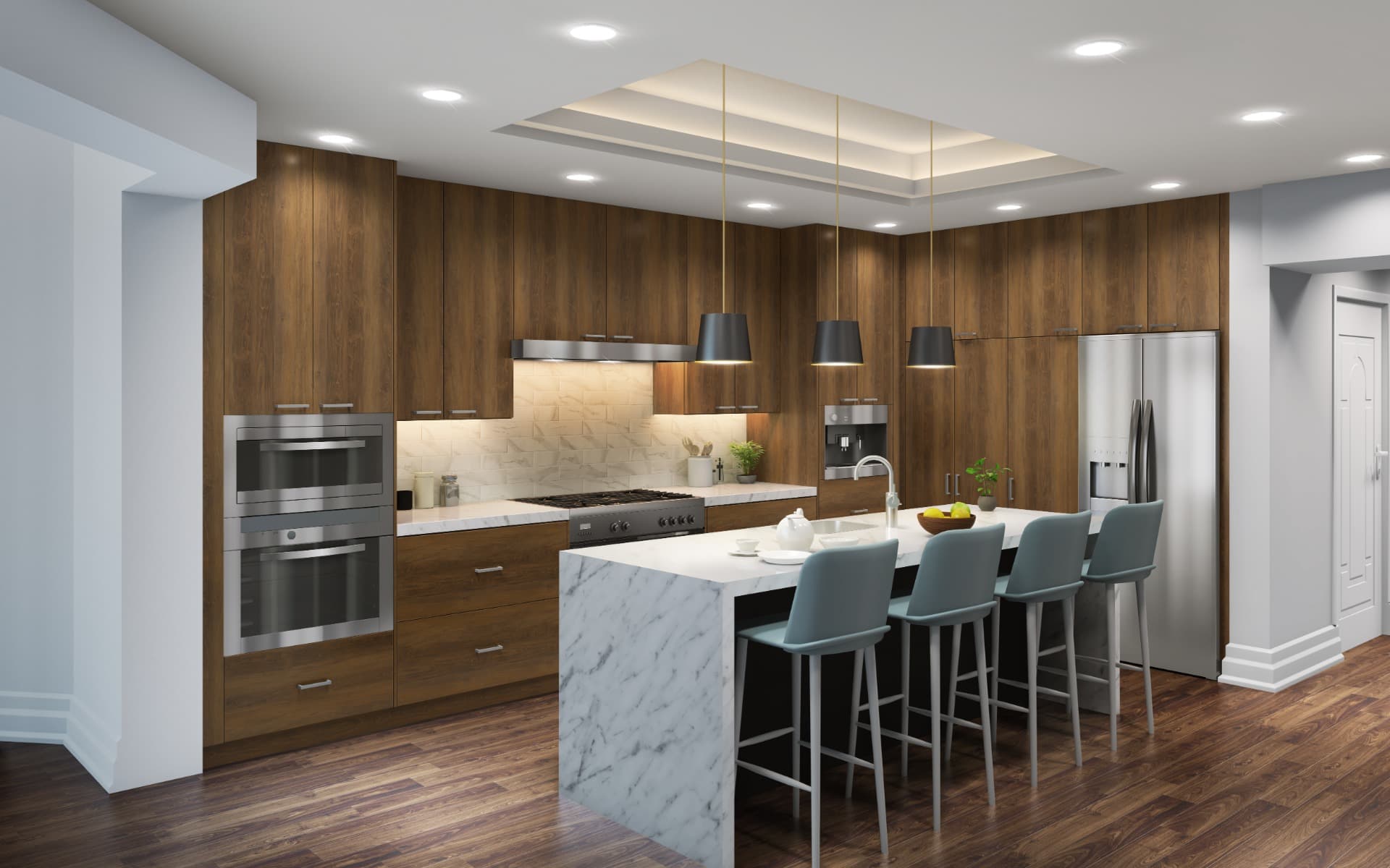 Stone fabrication - Textured Slab Cabinets in Boca Raton