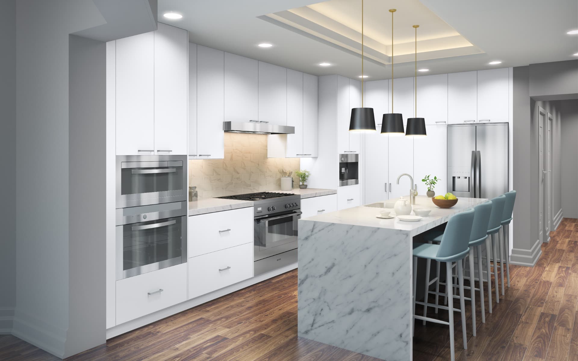 Stone fabrication - High Gloss Slab Cabinets in Wellington