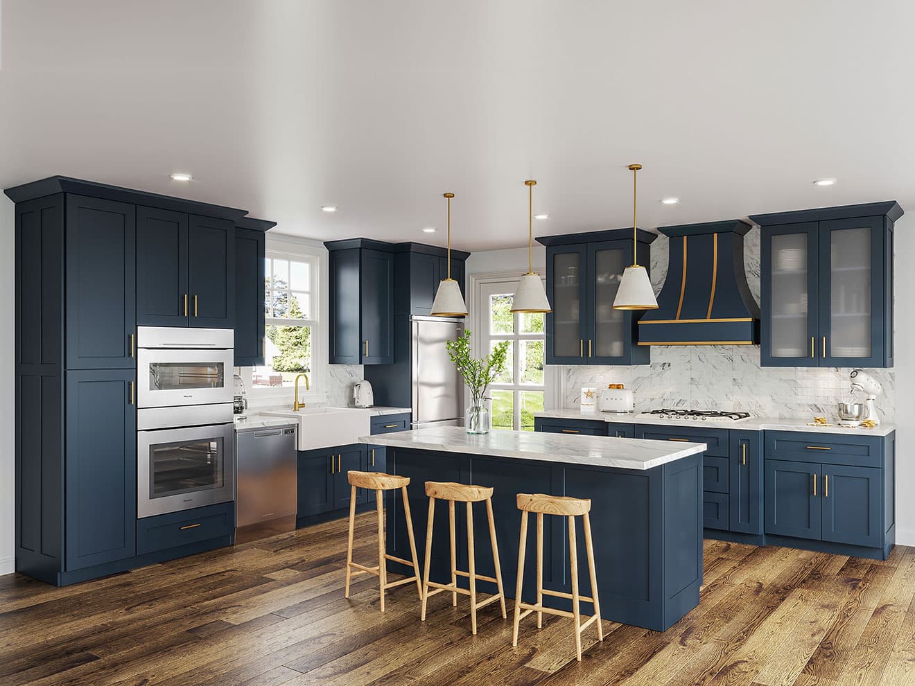 Stone fabrication - Aria Blue Cabinets in Jupiter