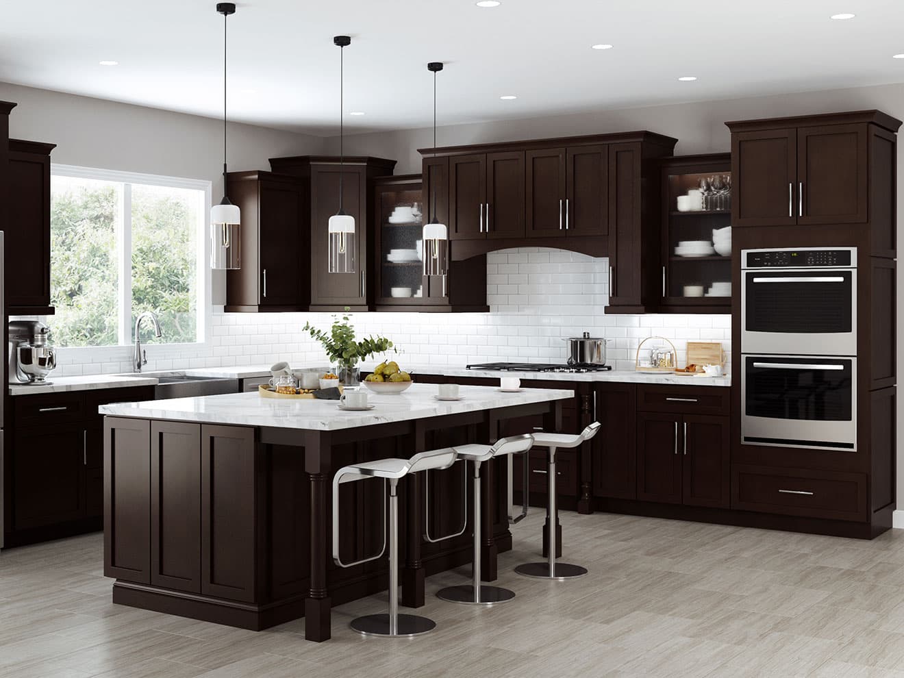 Stone fabrication - Ebony Shaker Cabinets in Jupiter